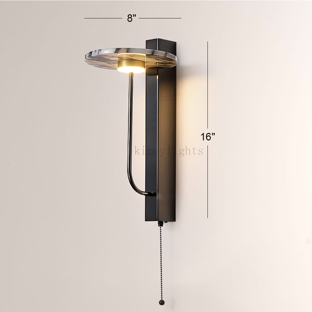 MarbleGlow Linear-Mount Disc Marble Wall Sconce
