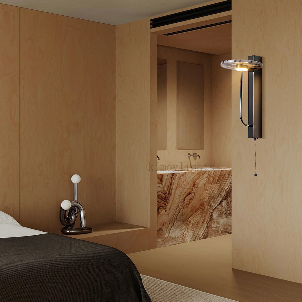 MarbleGlow Linear-Mount Disc Marble Wall Sconce