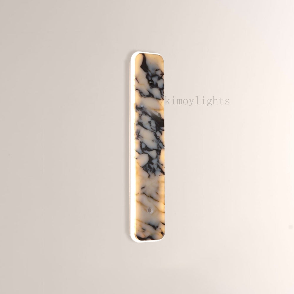 MarbleGlow Linear Slab Marble Wall Sconce