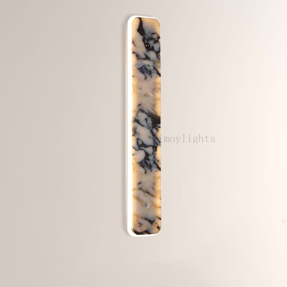MarbleGlow Linear Slab Marble Wall Sconce