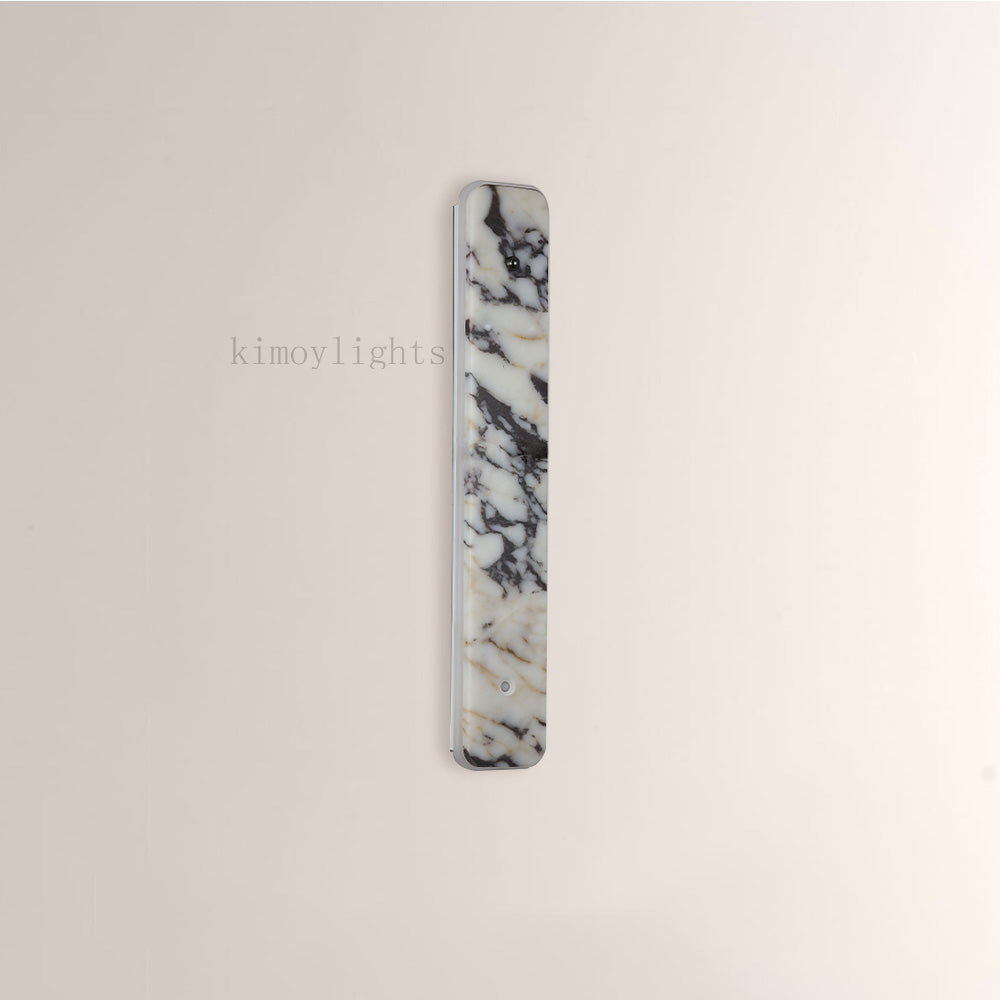 MarbleGlow Linear Slab Marble Wall Sconce
