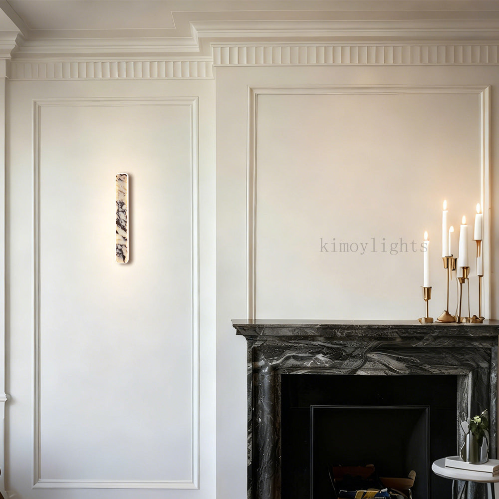 MarbleGlow Linear Slab Marble Wall Sconce