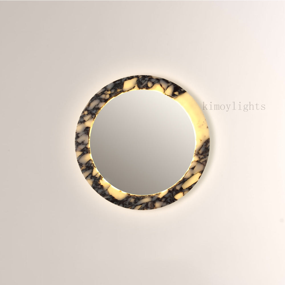 MarbleGlow Marble-Rim Mirror Sconce