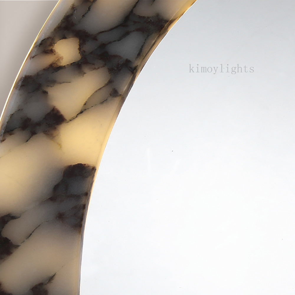 MarbleGlow Marble-Rim Mirror Sconce