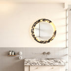 MarbleGlow Marble-Rim Mirror Sconce