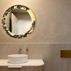 MarbleGlow Marble-Rim Mirror Sconce