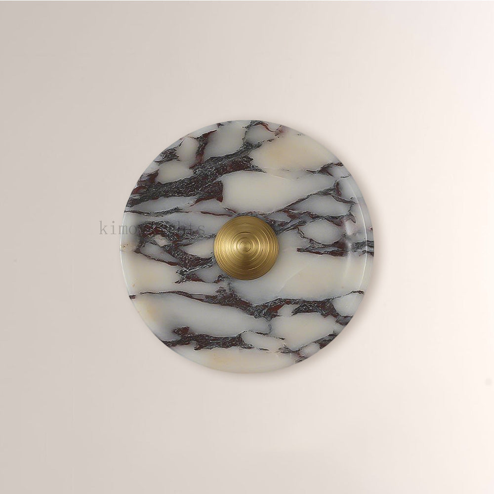 MarbleGlow Round Disc Marble Wall Sconce
