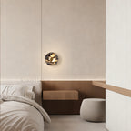 MarbleGlow Round Disc Marble Wall Sconce