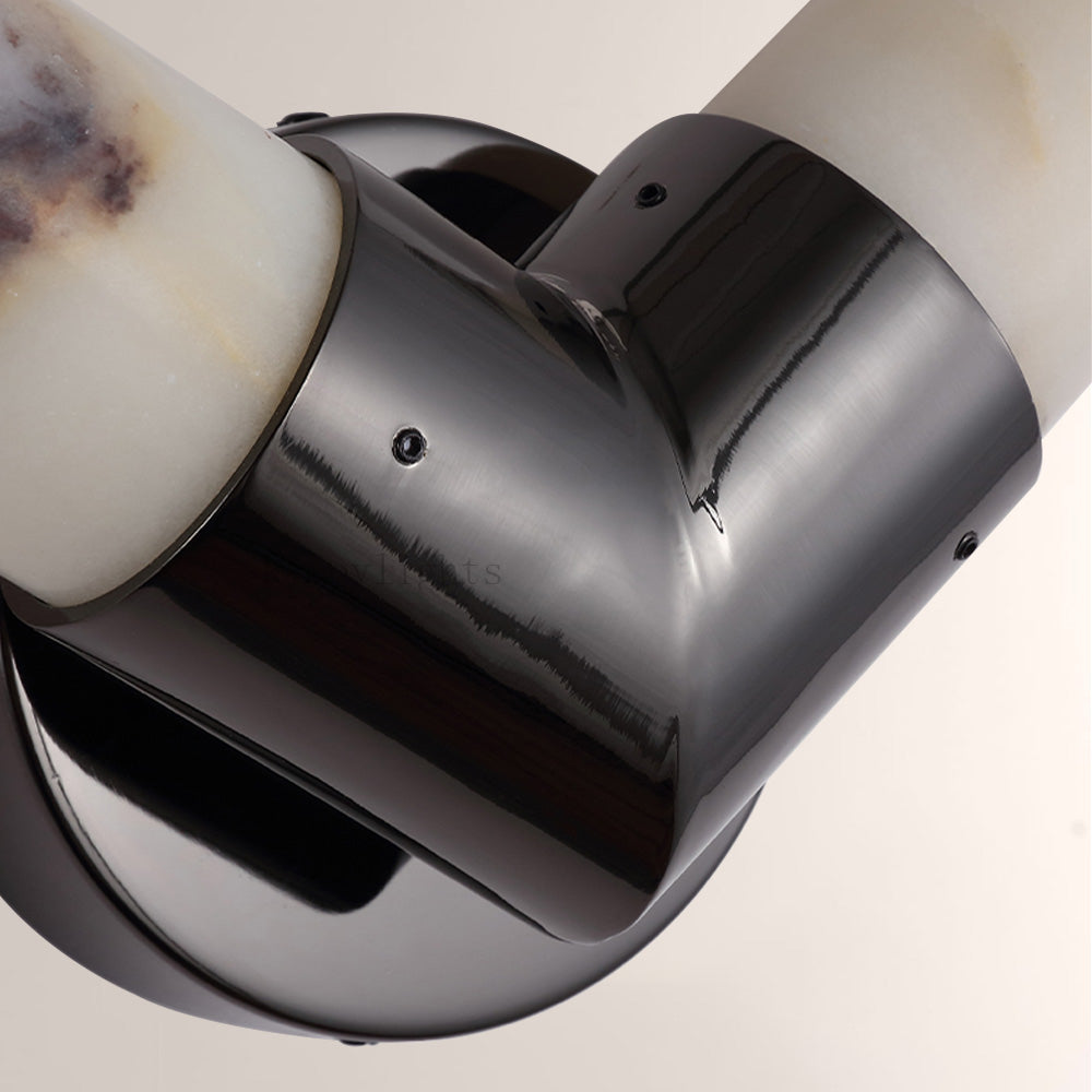 MarbleGlow V-Shaped Dual Cylinder Marble Wall Sconce