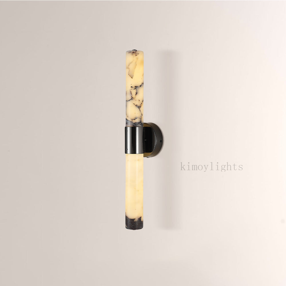 MarbleGlow Vertical Cylinder Marble Wall Sconce