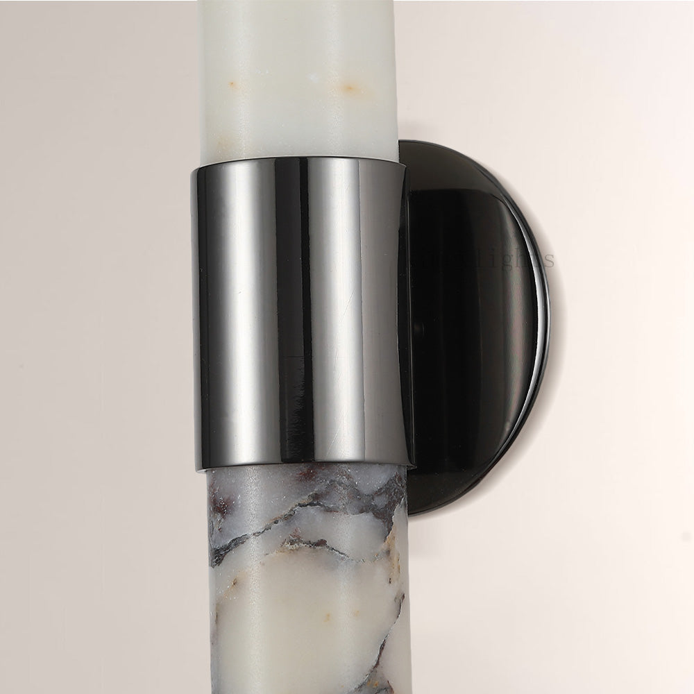 MarbleGlow Vertical Cylinder Marble Wall Sconce