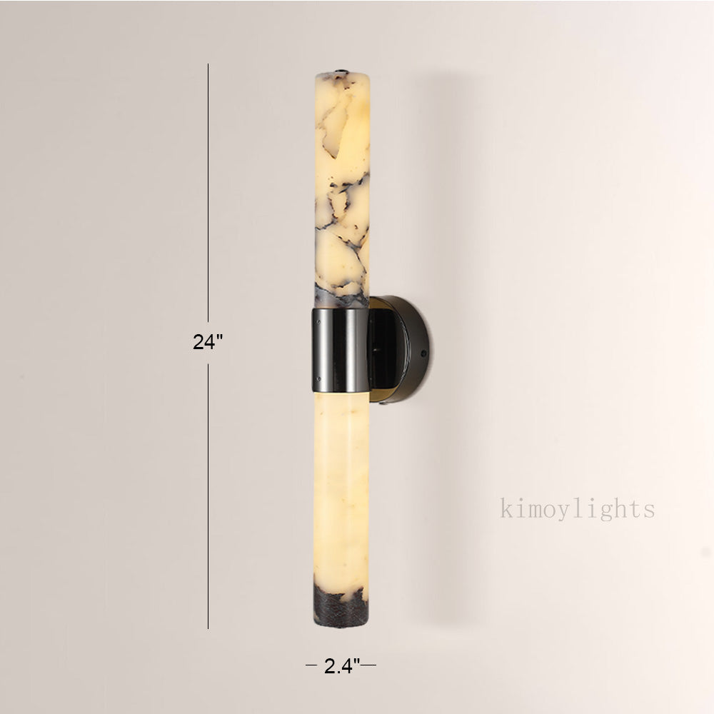 MarbleGlow Vertical Cylinder Marble Wall Sconce