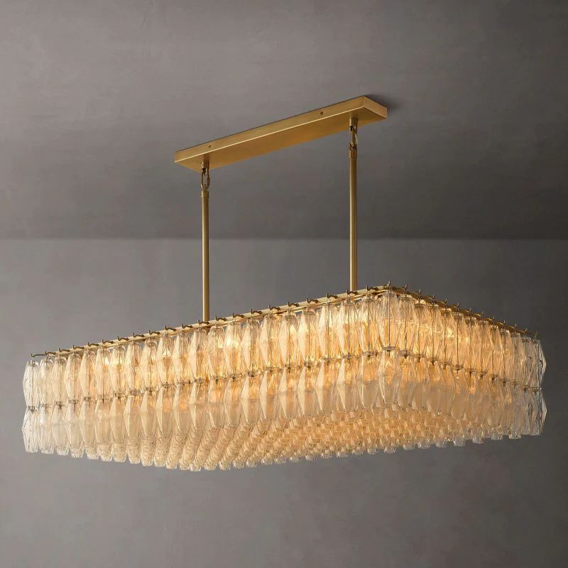 Merry Glass Rectangular Chandelier 54"