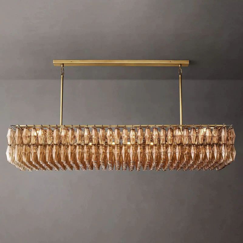 Merry Smoke Glass Rectangular Chandelier 74''