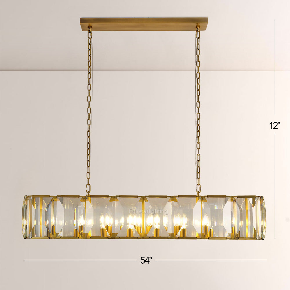 Kiko Crystal Rectangular Chandelier 54"