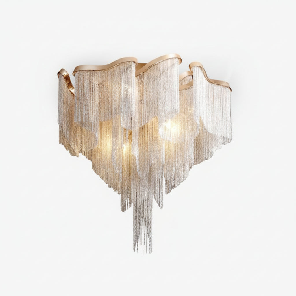 Modern Aluminum Chain Tassel Flushmount