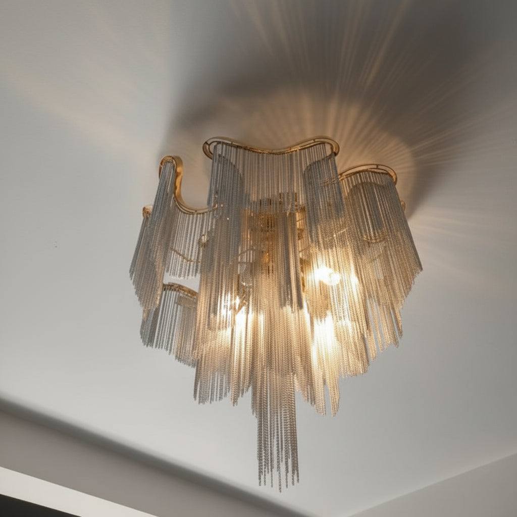 Modern Aluminum Chain Tassel Flushmount