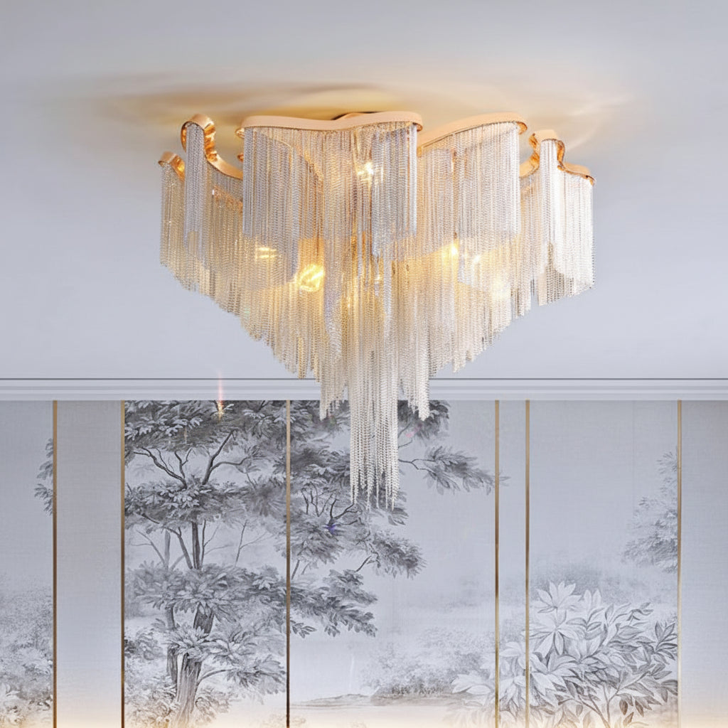 Modern Aluminum Chain Tassel Flushmount