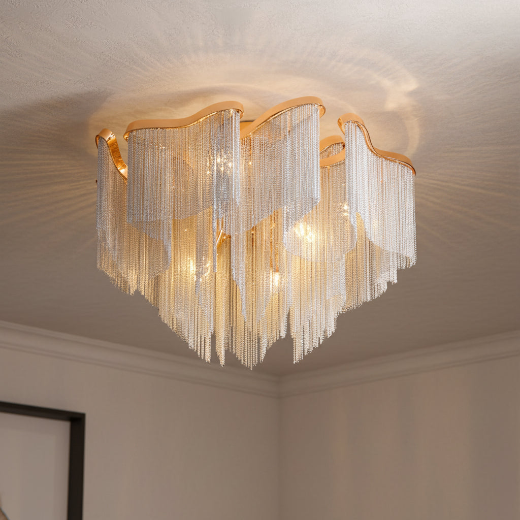 Modern Aluminum Chain Tassel Flushmount