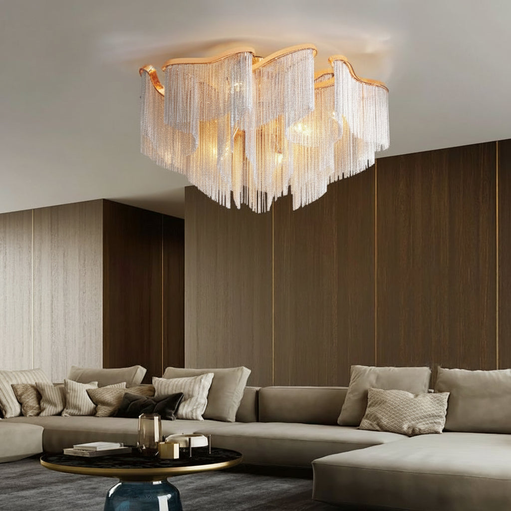 Modern Aluminum Chain Tassel Flushmount