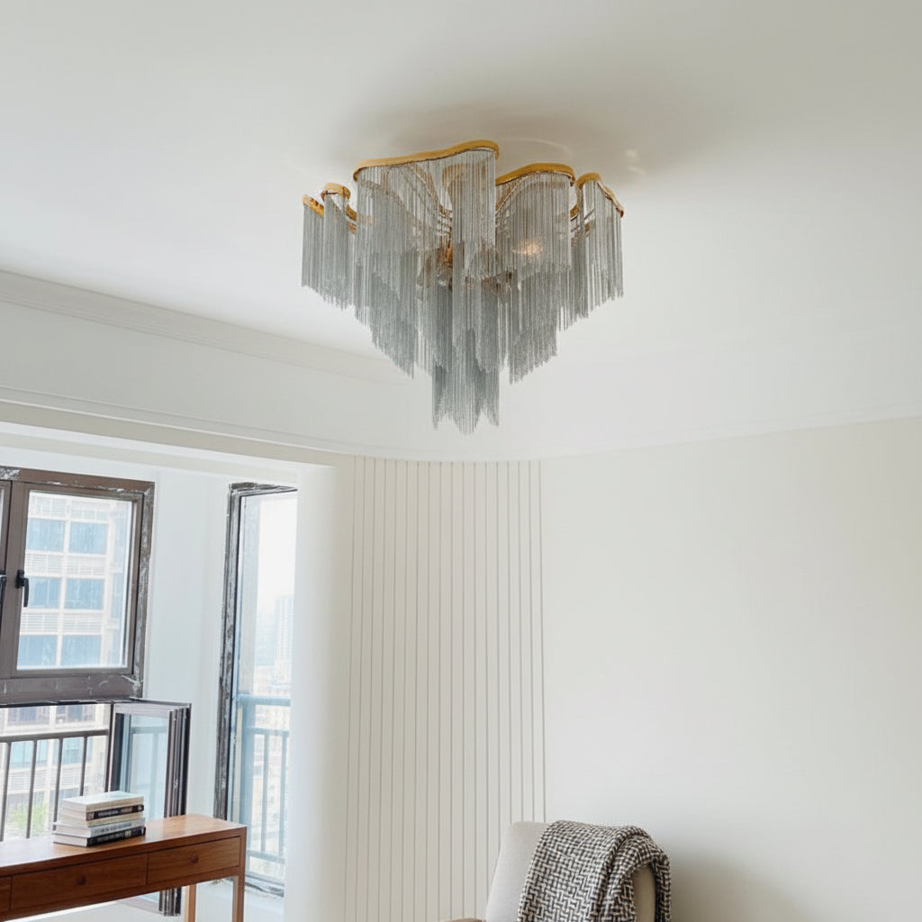 Modern Aluminum Chain Tassel Flushmount