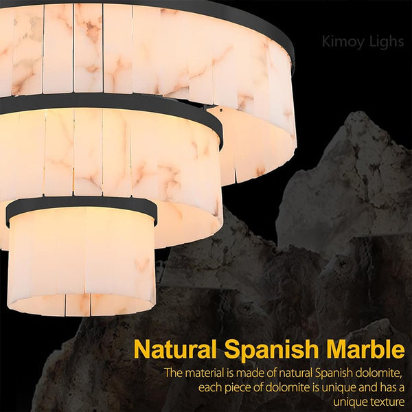 Modern Spanish Alabaster Cloud 3-tier Round Chandelier