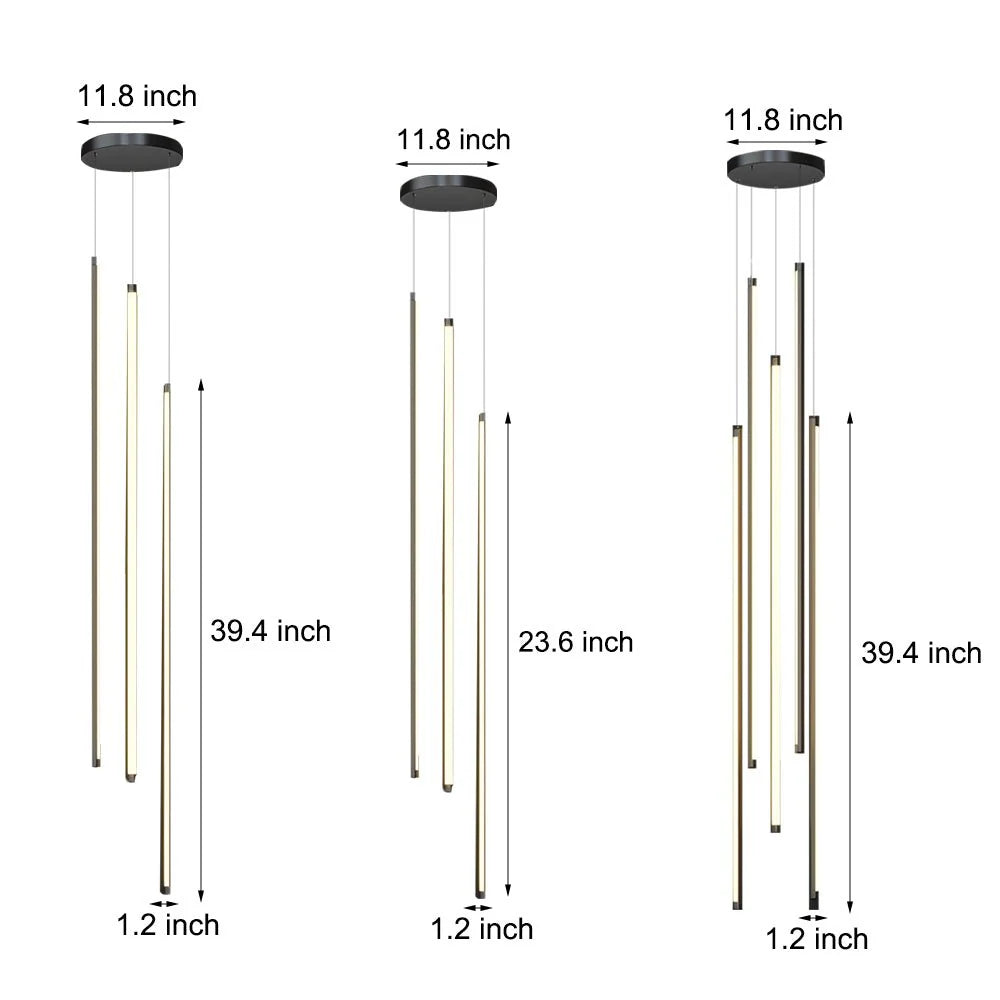 Modern Spiral Multi-Strip Chandelier