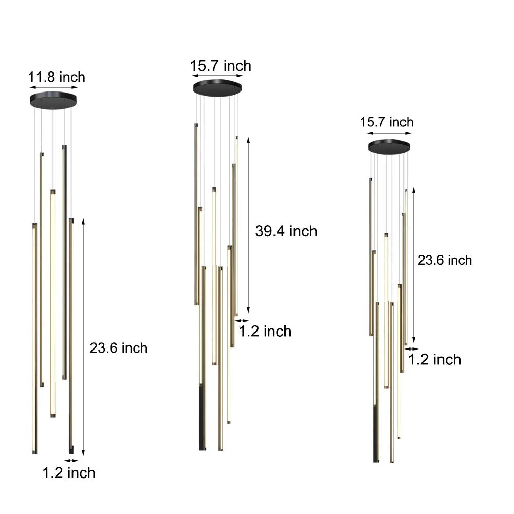 Modern Spiral Multi-Strip Chandelier