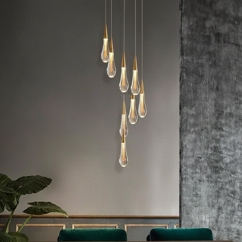 Allure Multi-LED Glass Staircase Chandelier 49 Lights