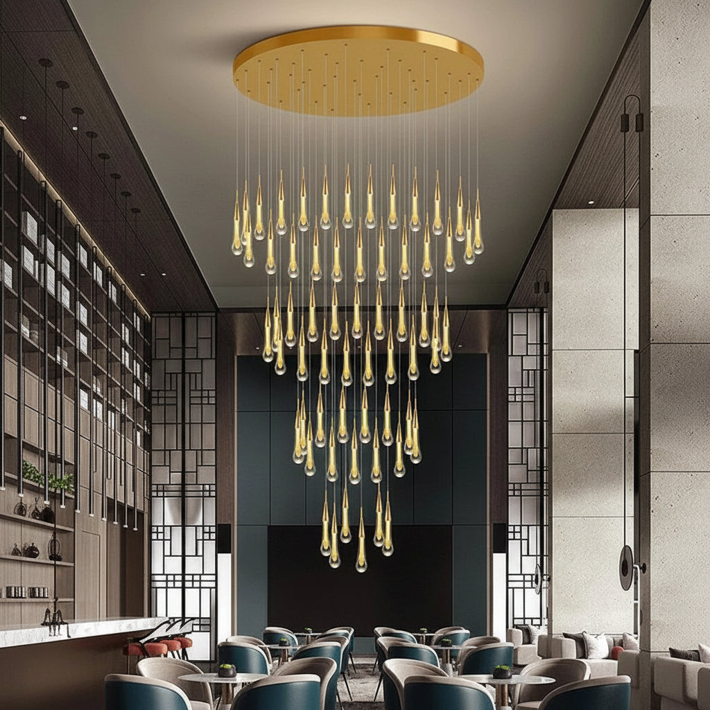 Allure Multi-LED Glass Staircase Chandelier 49 Lights