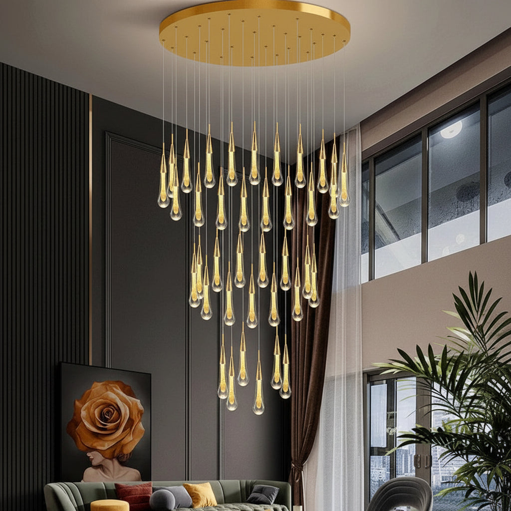 Allure Multi-LED Glass Staircase Chandelier 49 Lights