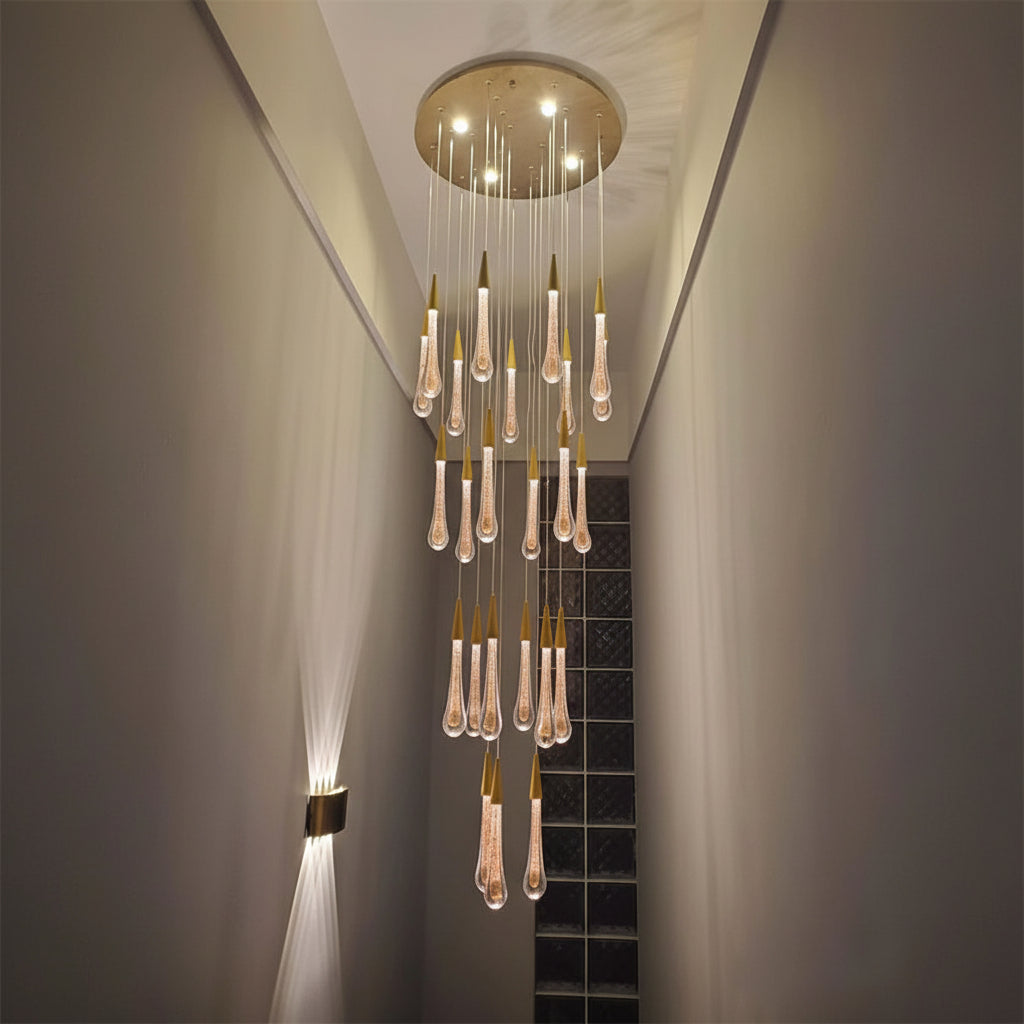 Allure Multi-LED Glass Staircase Chandelier 49 Lights
