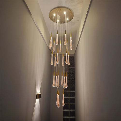 Allure Multi-LED Glass Staircase Chandelier 49 Lights