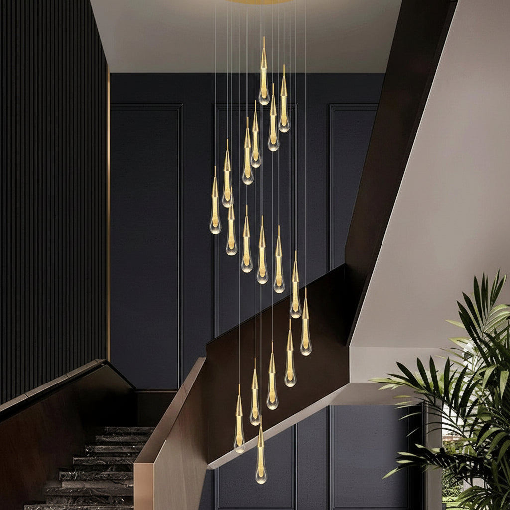 Allure Multi-LED Glass Staircase Chandelier 49 Lights