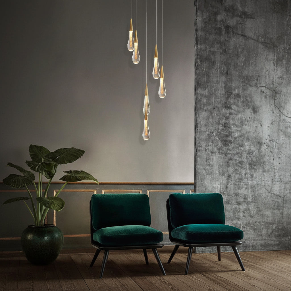 Allure Multi-LED Glass Staircase Chandelier 49 Lights