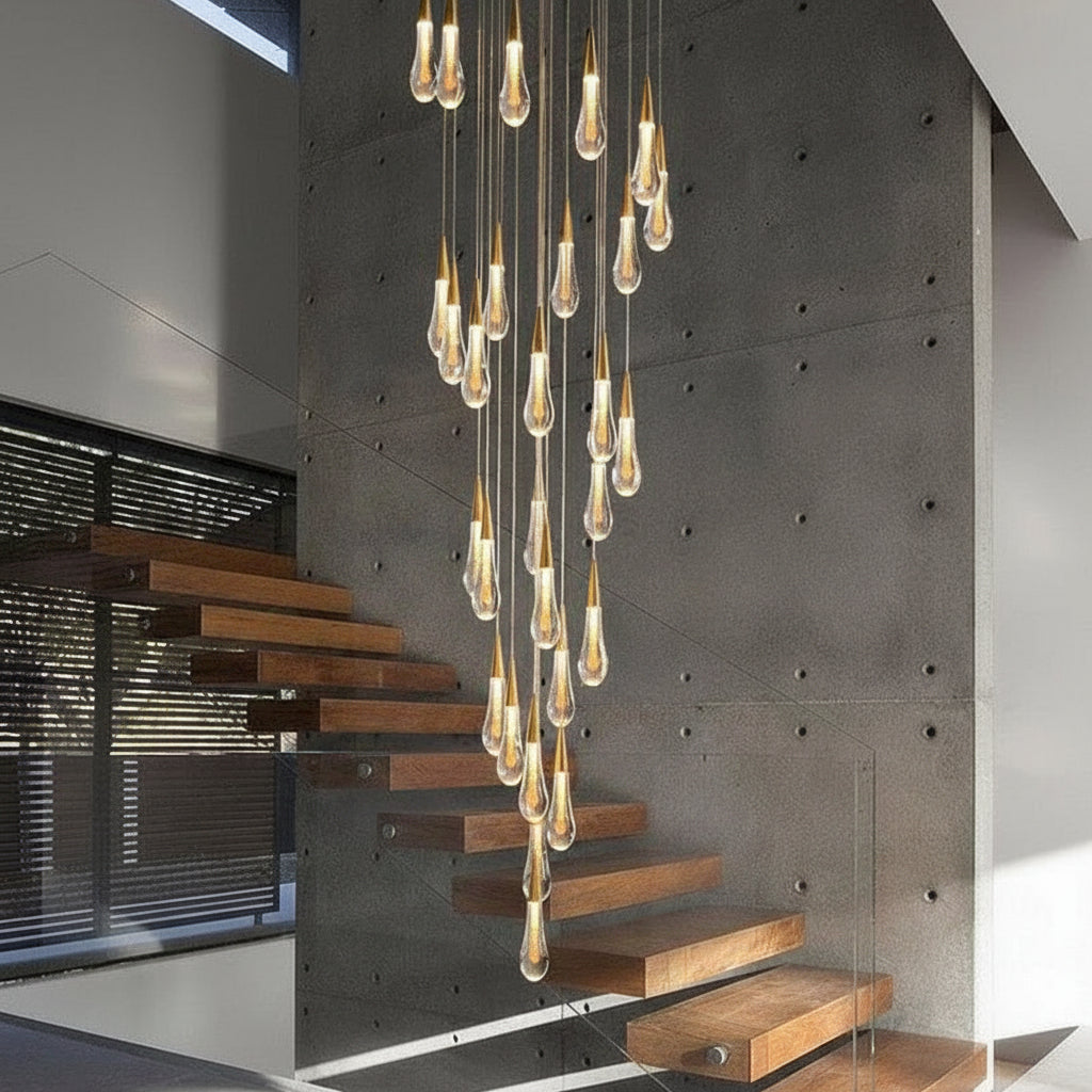 Allure Multi-LED Glass Staircase Chandelier 49 Lights