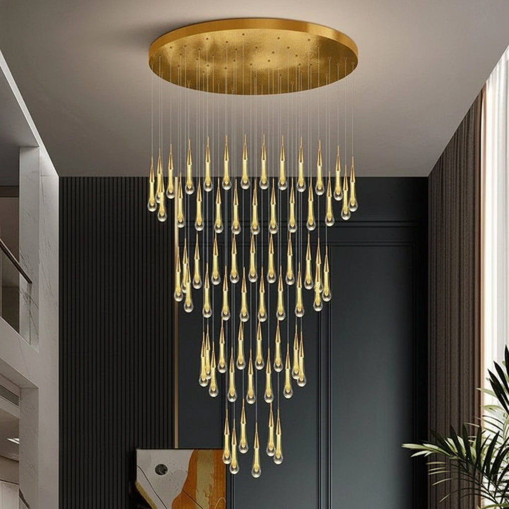 Allure Multi-LED Glass Staircase Chandelier 49 Lights