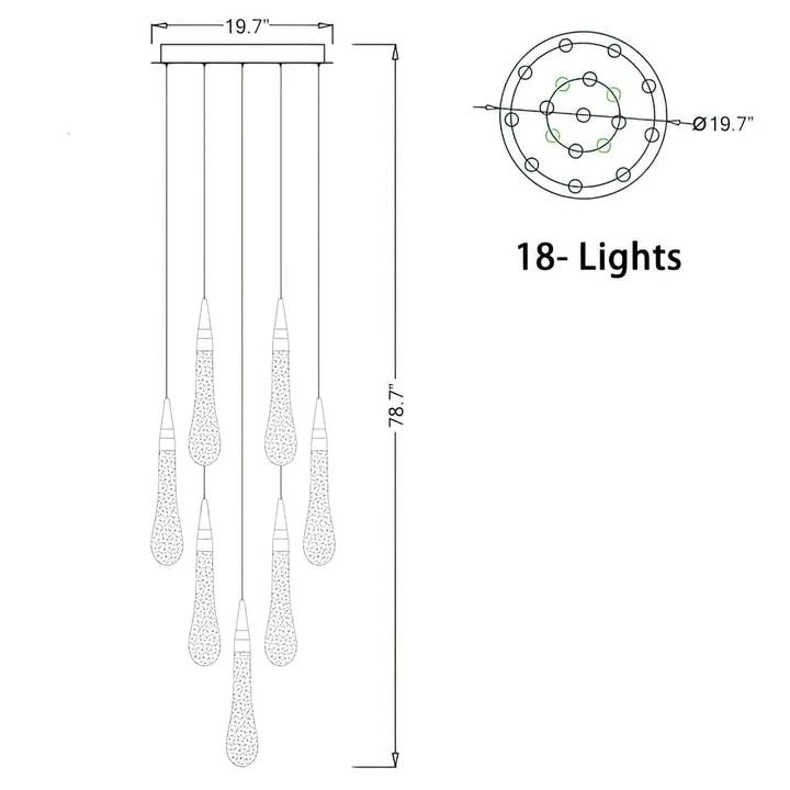 Allure Multi-LED Glass Staircase Chandelier 49 Lights