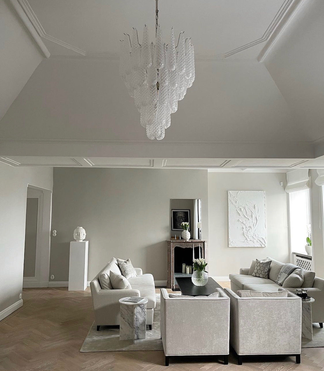 Murano Chandelier 52 Drops Amber