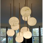 Nami Alabaster Sphere Staircase Chandelier - kimoylights