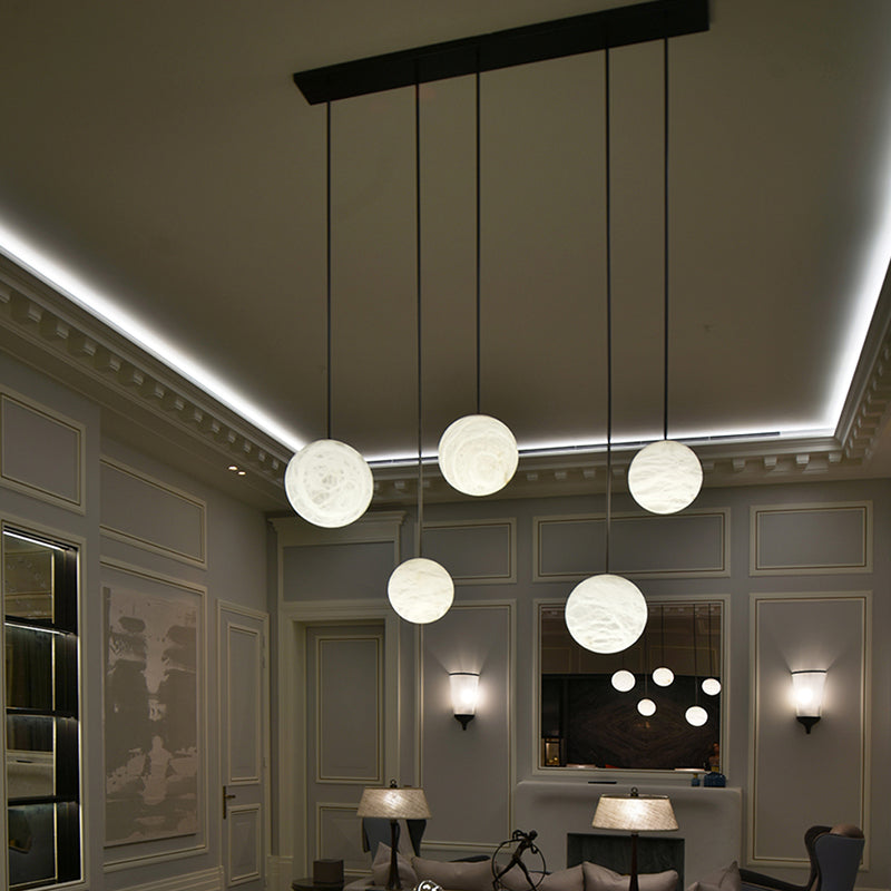 Nami Alabaster Sphere Staircase Chandelier - kimoylights