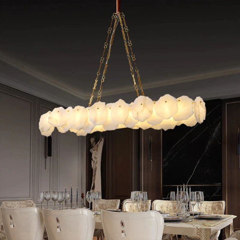 Nasile Linear Alabaster Chandelier (Chain)  - kimoylights