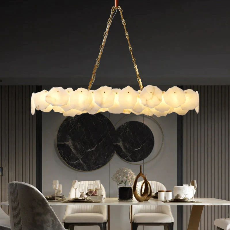 Nasile Linear Alabaster Chandelier (Chain)  - kimoylights