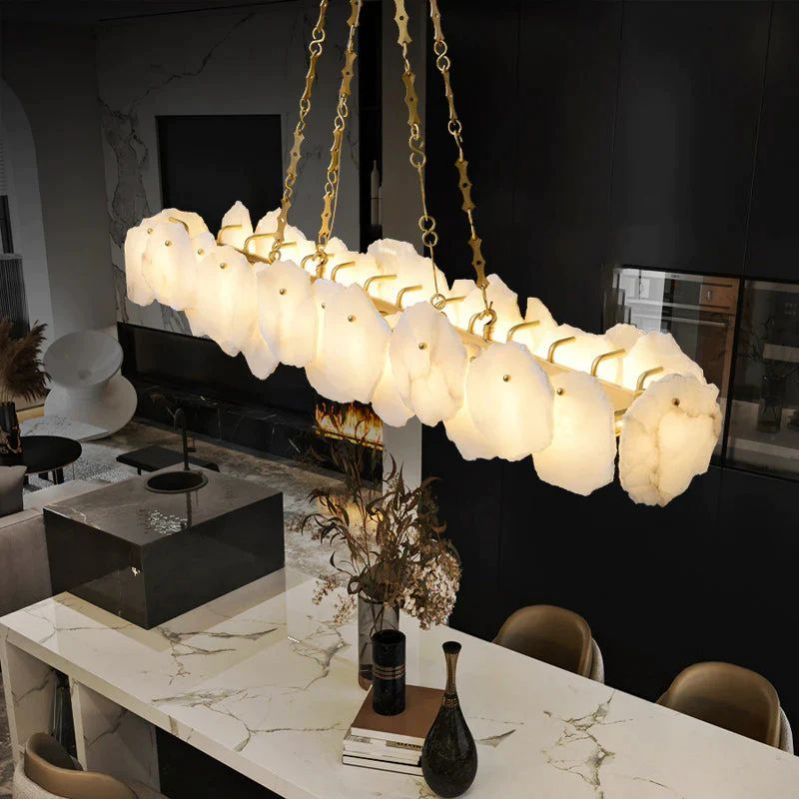 Nasile Linear Alabaster Chandelier (Chain)- kimoylights