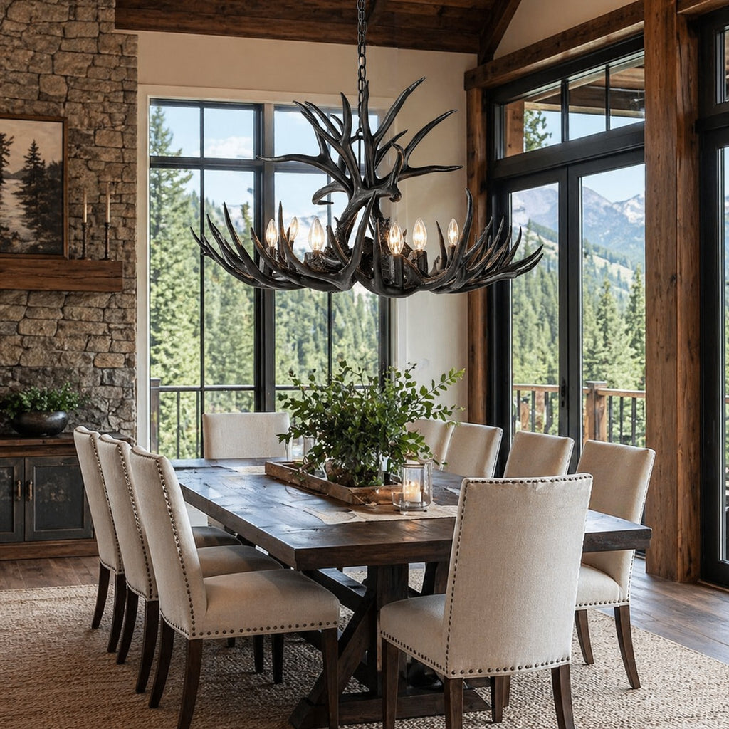 Natural Antler Chandelier 36"