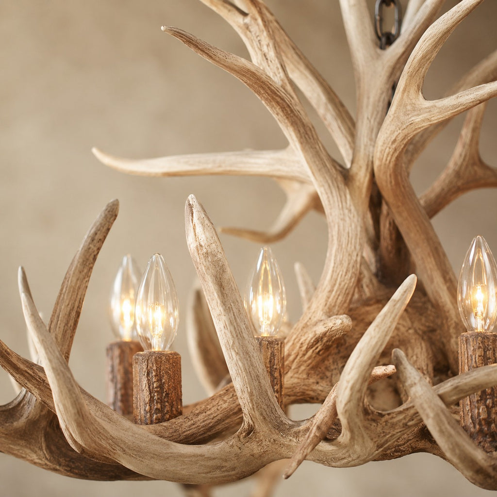 Natural Antler Chandelier 36"