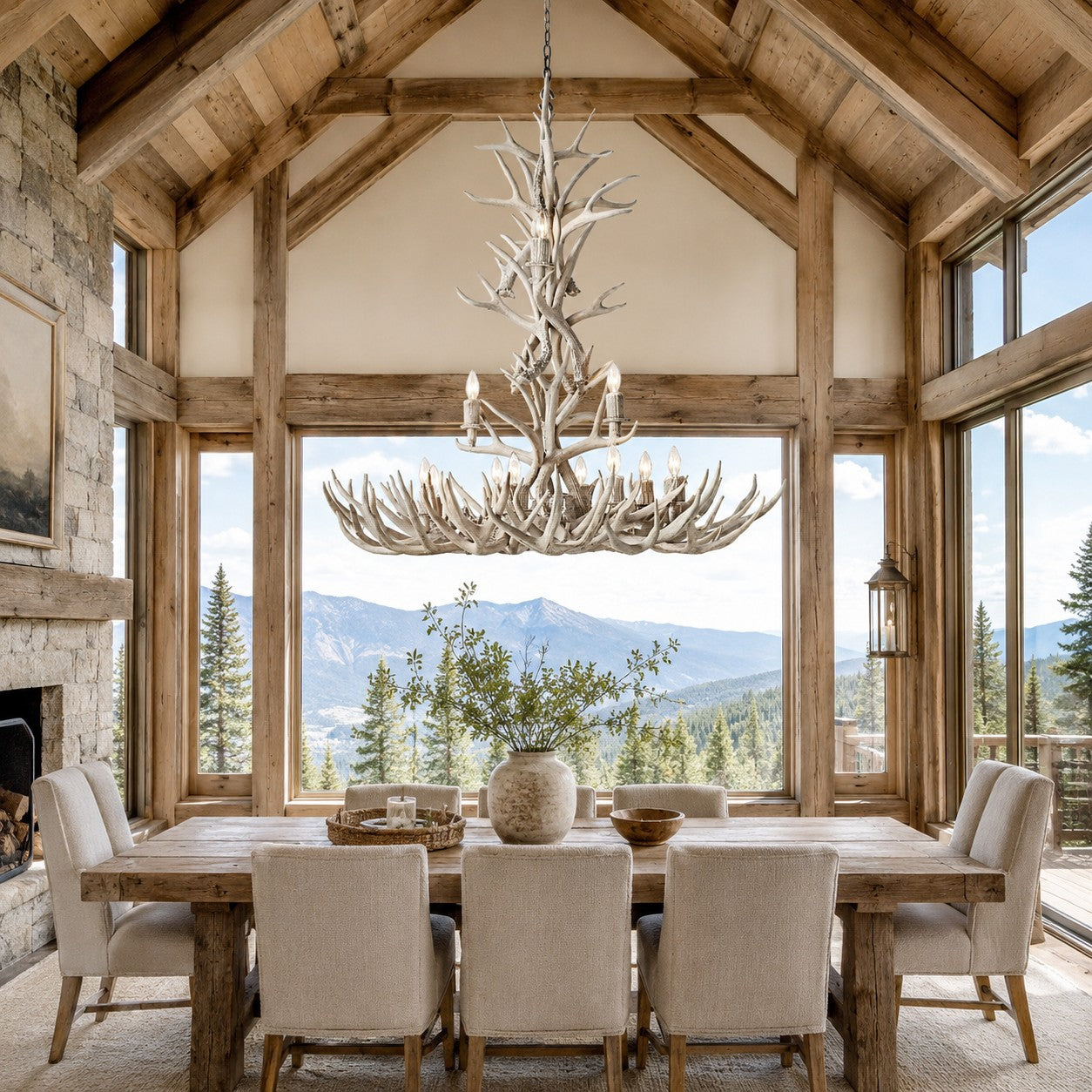 Natural Antler Chandelier 48"