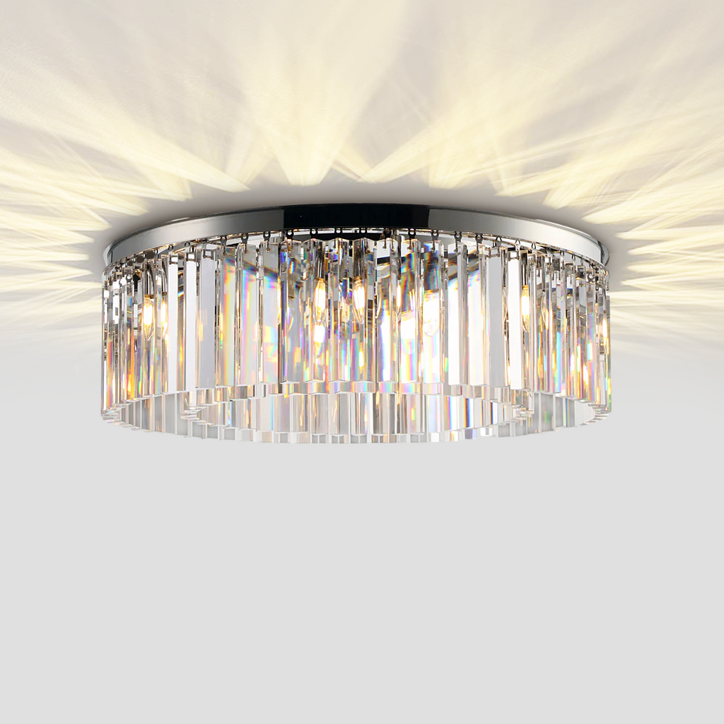 1920s Olion 1-Tier Crystal Round Flushmount
