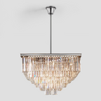 1920s Olion 5-Tier Crystal Square Chandelier