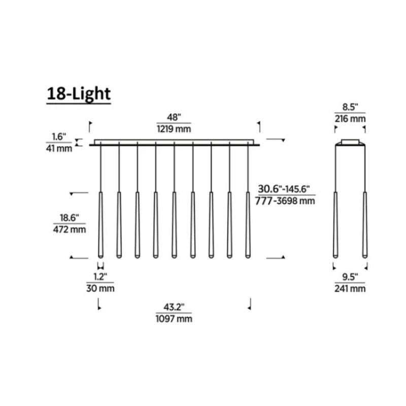 Nolandl 18-Light Linear Chandelier 48" - kimoylights